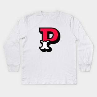 Monogram P - Alphabet Scrapbooking Red/White Circus Style Kids Long Sleeve T-Shirt